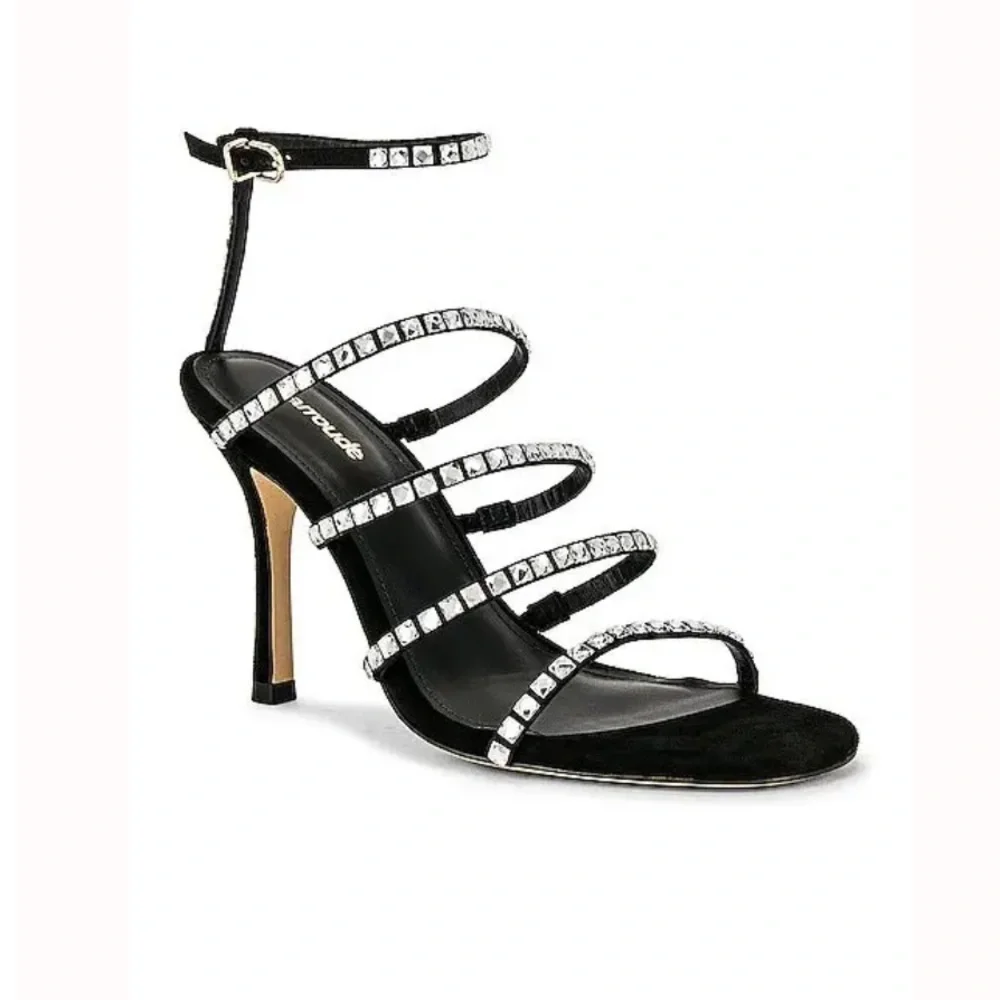 NWT Larroude Black Suede Sasha Heels